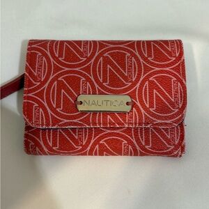 Nautica Womens small wallet with‎ a monogram pattern red and blue